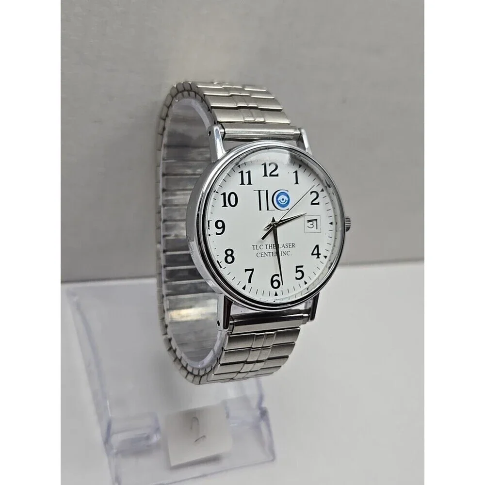 Timex Easy Reader Date Indiglo Silver Tone 34mm Quartz Watch New Battery WR 30M